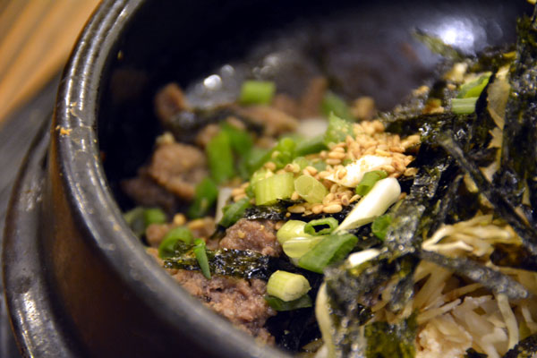 Tofu stone pot bibimbap at Gukje Market.