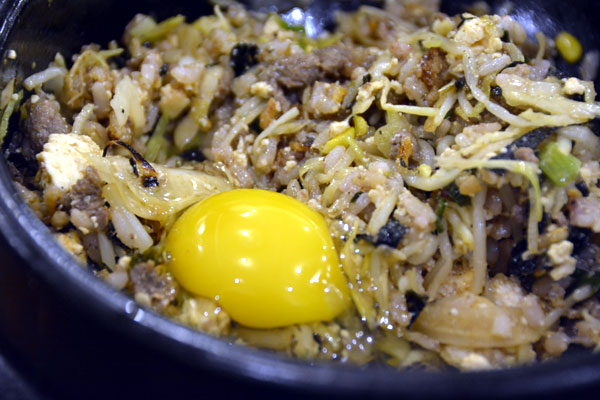 Tofu stone pot bibimbap at Gukje Market.