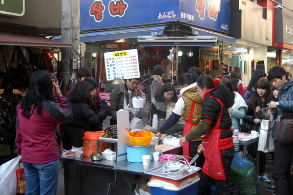 Street of cart bars at the Gukje market